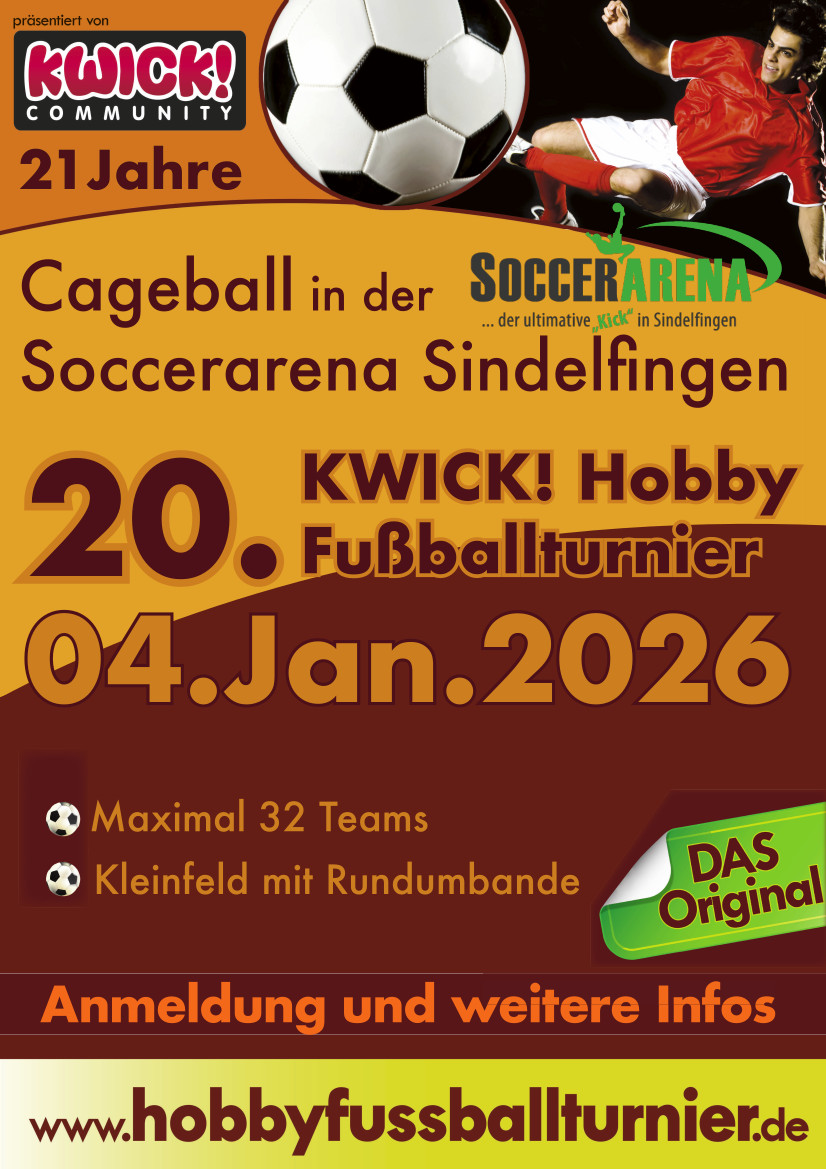 Cageball in der Socceranea Sindelfingen - 20. KWICK! Hobby Fußballturnier 04.01.2026